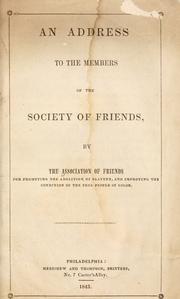 Cover of: An address to the members of the Society of Friends