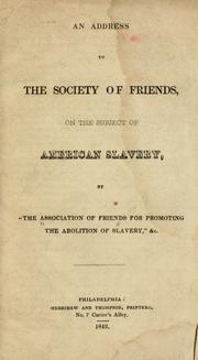 Cover of: An address to the Society of Friends