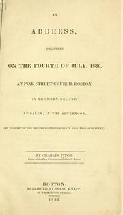 Cover of: An address, delivered on the fourth of July, 1836 by Fitch, Charles