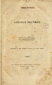 Cover of: Strictures on African slavery. by Samuel Crothers