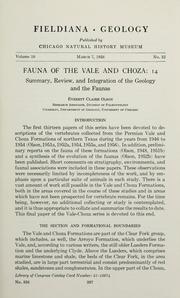 Cover of: Fauna of the Vale and Choza: summary, review, and integration of the geology and the faunas
