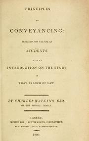 Principles of conveyancing by Watkins, Charles
