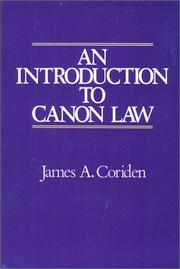 Cover of: An introduction to canon law by James A. Coriden