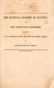 Cover of: The political [!] economy of slavery