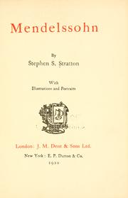 Cover of: Mendelssohn by Stephen Samuel Stratton