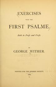 Cover of: Exercises vpon the first Psalme.