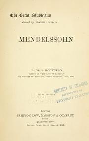 Mendelssohn by Rockstro, William Smyth