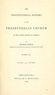 Cover of: The constitutional history of the Presbyterian church in the United States of America. by Christoph Ernst Luthardt