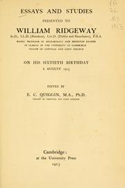 Cover of: Essays and studies presented to William Ridgeway by edited by E.C. Quiggin.