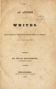 Cover of: An address to the whites. by Boudinot, Elias