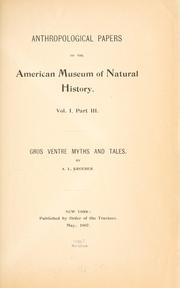 Cover of: Gros Ventre myths and tales. by A. L. Kroeber