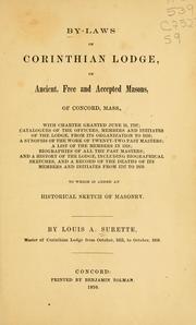 Cover of: By-laws of Corinthian lodge, of Ancient by Freemasons. Corinthian Lodge (Concord, Mass.)