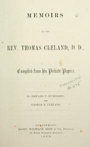 Cover of: Memoirs of the Rev. Thomas Cleland, D.D.: comp. from his private papers.
