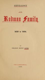 Cover of: Genealogy of the Rodman family, 1620-1886.