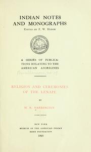Cover of: ... Religion and ceremonies of the Lenape by Harrington, M. R.