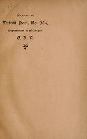 Cover of: Memoirs.: Detroit post no 384, Department of Michigan, G. A. R.