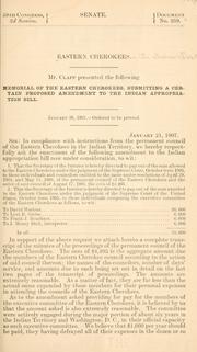Cover of: Memorial of the Eastern Cherokees submitting a certain proposed amendment to the Indian appropriation bill by Eastern Cherokees in the Indian Territory