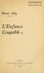 Cover of: enfance coupable. --.