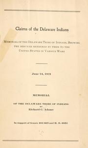 Cover of: Claims of the Delaware Indians by Richard Calmit Adams