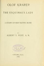 Cover of: Olof Krarer, the Esquimaux lady: a story of her native home