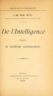 Cover of: De l'intelligence d'apr©Łes la m©Øethode sentimentale. -