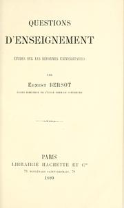 Cover of: Questions d'enseignement by Bersot, Ernest