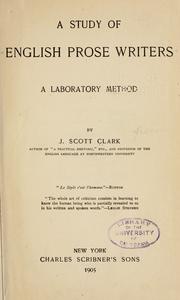Cover of: A study of English prose writers: a laboratory method