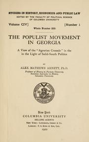 The Populist movement in Georgia by Alex Mathews Arnett