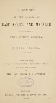 Cover of: A description of the coasts of East Africa and Malabar: in the beginning of the sixteenth century