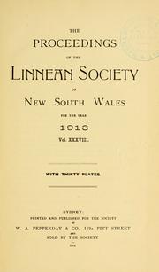 Cover of: Proceedings of the Linnean Society of New South Wales. by Linnean Society of New South Wales