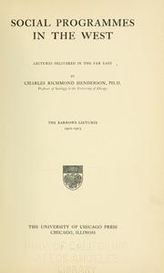 Cover of: Social programmes in the West by Charles Richmond Henderson