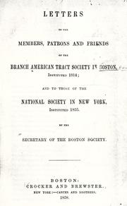Cover of: Letters to the members, patrons and friends at the Branch American Tract Society in Boston by Seth Bliss