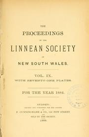 Cover of: Proceedings of the Linnean Society of New South Wales. by Linnean Society of New South Wales