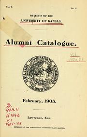 Cover of: Alumni catalogue. by University of Kansas.