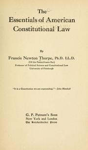 Cover of: The essentials of American constitutional law by Francis Newton Thorpe