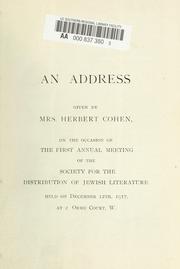 Cover of: An address by Cohen, Herbert Mrs.