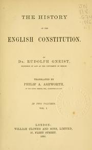 Cover of: The history of the English constitution by Rudolf Gneist