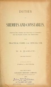 Cover of: Duties of sheriffs and constables by W. S. Harlow