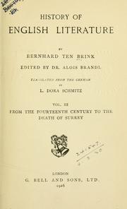 Cover of: History of English literature by Bernhard Aegidius Konrad ten Brink, Bernhard Aegidius Konrad ten Brink