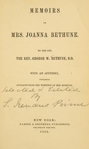 Memoirs of Mrs. Joanna Bethune by George W. Bethune