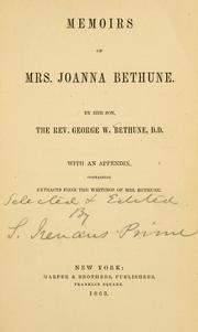 Cover of: Memoirs of Mrs. Joanna Bethune