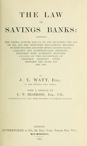 Cover of: The law of savings banks by John Y. Watt