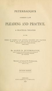 Cover of: Puterbaugh's common law pleading and practice. by Sabin D. Puterbaugh