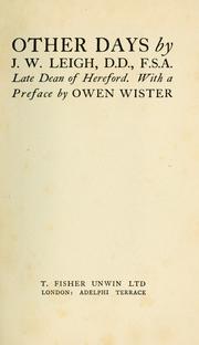 Cover of: Other days. by James Wentworth Leigh