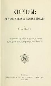 Cover of: Zionism: Jewish needs & Jewish ideals