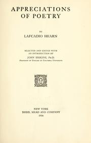 Cover of: Appreciations of poetry by Lafcadio Hearn