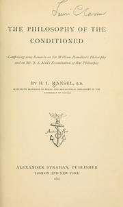 Cover of: The philosophy of the conditioned