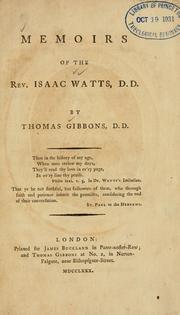 Cover of: Memoirs of the Rev. Isaac Watts, D.D.
