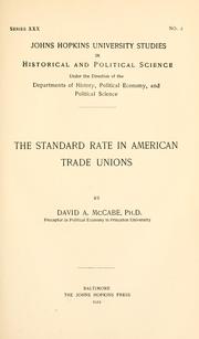 The standard rate in American trade unions by David Aloysius McCabe