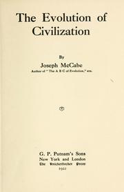 Cover of: The evolution of civilization by Joseph McCabe